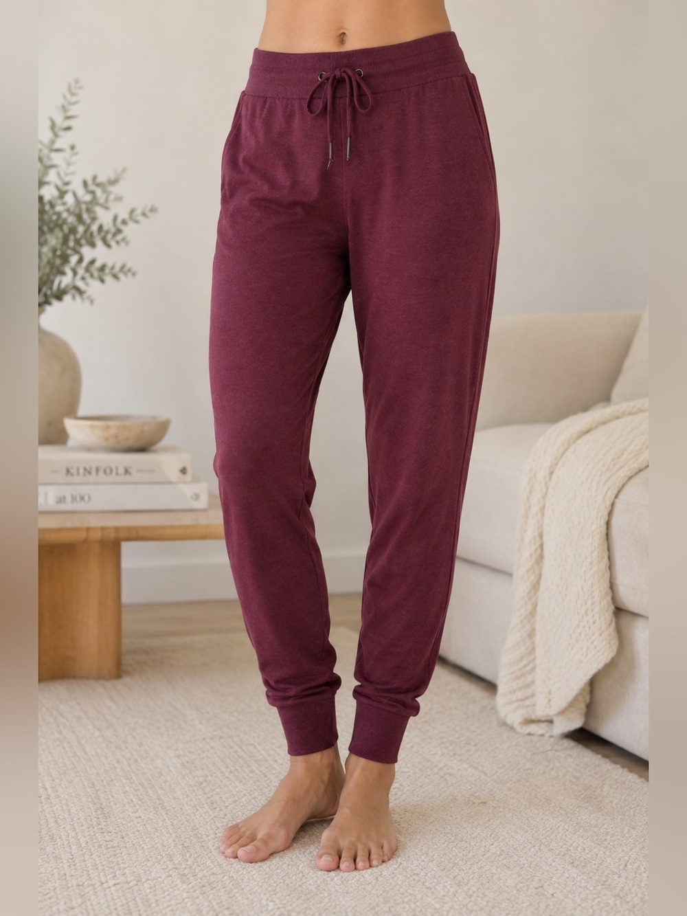 Threads 4 Thought Women’s L Burgundy “Connie” Tencel Modal Jogger Pants NWT